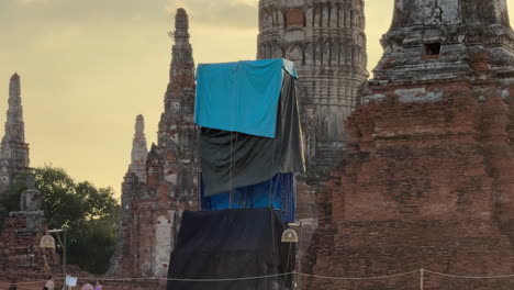 restoration work at ayutthaya temple
