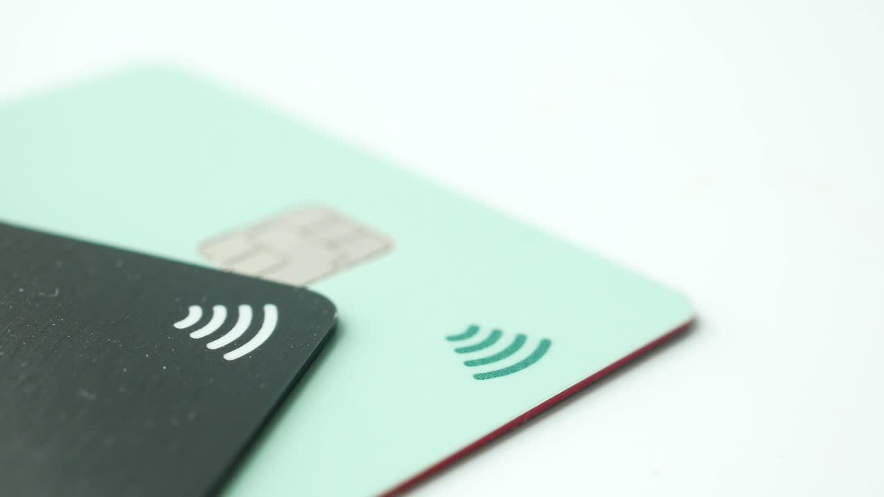 Close-up of Credit Cards with Contactless Payment