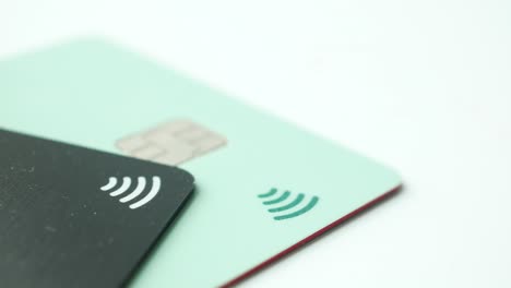 close-up of credit cards with contactless payment