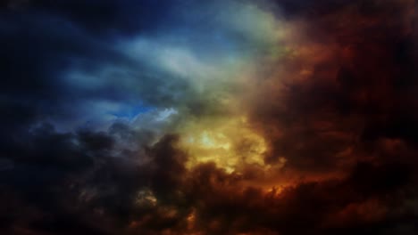 a thunderstorm inside a columbus cloud that is blue and orange