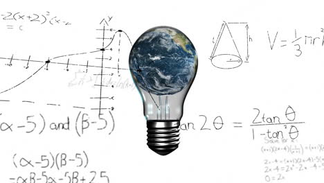 animación de la bombilla con globo y procesamiento de datos matemáticos