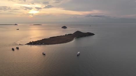 gili kenawa island, west nusa tenggara. tourist attraction in indonesia. sunset, drone