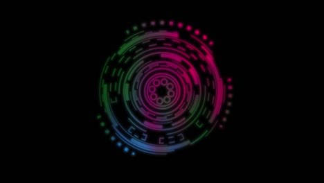 hud sci-fi neon multi colored futuristic display animation. virtual reality technology. modern cyberspace innovation concept. 4k