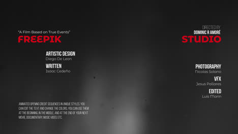 animated film opening credits template with abstract dark background