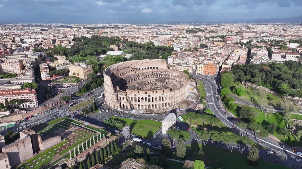 Rome Colosseum At Rome In Lazio Italy. Cultural Heritage. Beautiful Cityscape. Rome Colosseum At Rome In Lazio Italy. Medieval Landscape. Archeology History. Italy Skyline.