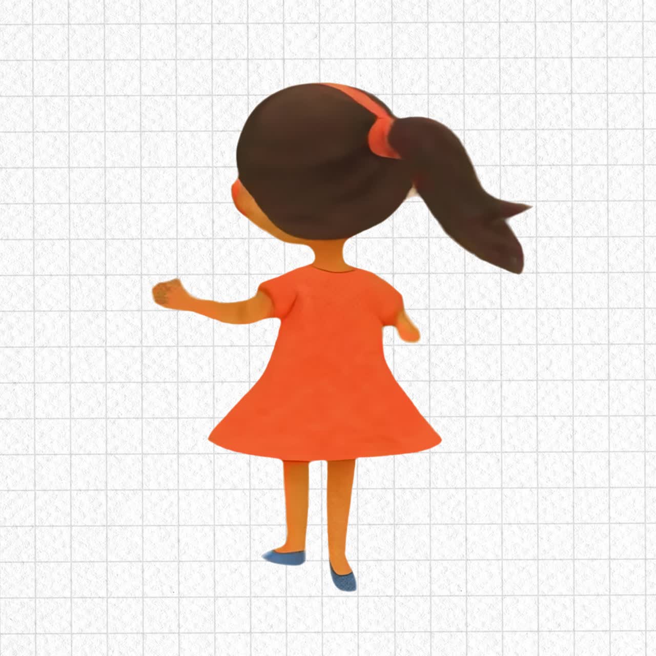 Happy cartoon girl illustration animation isolated asset, transparent 4K video, alpha channel