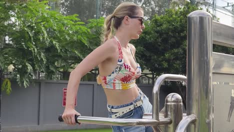 woman working out in a park