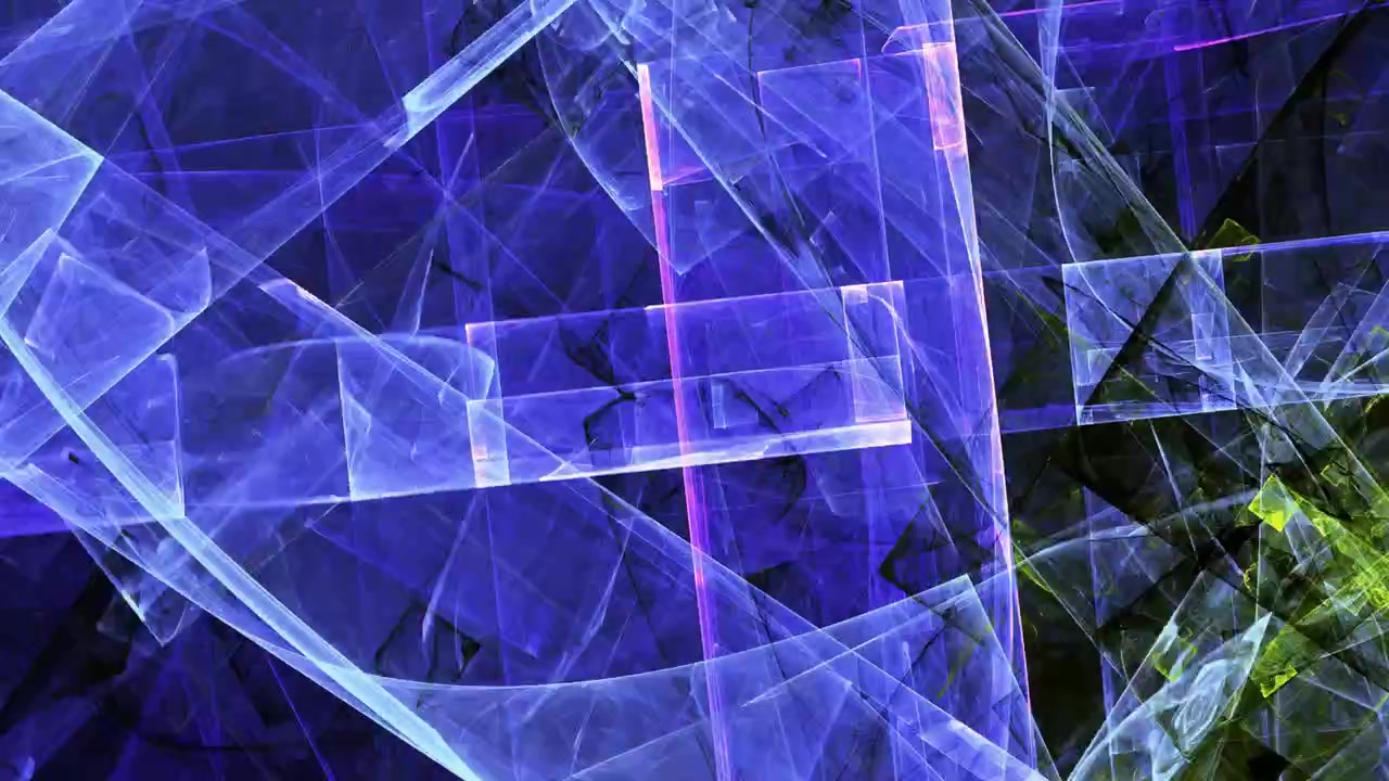 Animazione frattale dinamica di forme geometriche blu e viola mutevoli