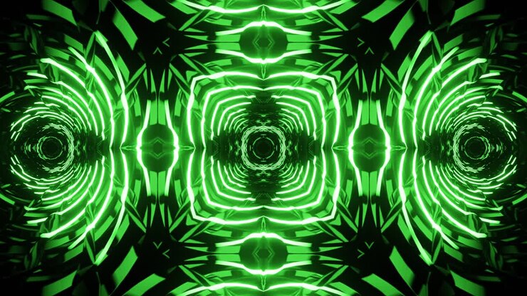 Vj Loop Green Neon kaleidoscope. Seamless animation.