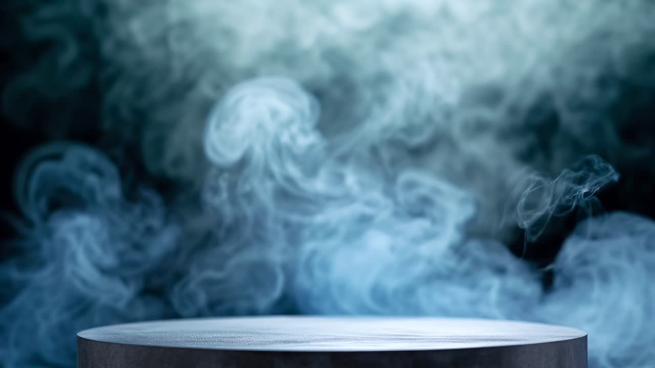 Dramatic low-angle shot of a speaker surrounded by swirling smoke, creating a mysterious atmosphere