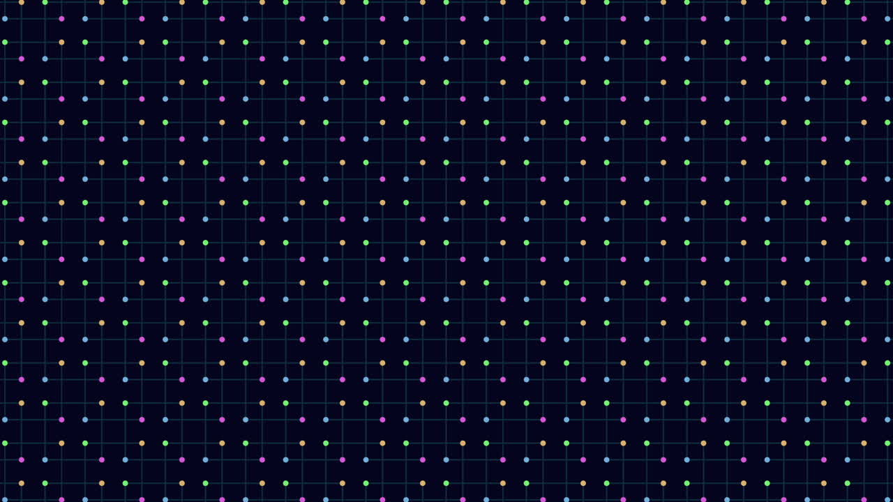 Intriguing black and white grid with colorful dot scatter