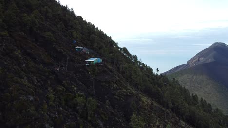 Camping-in-the-middle-of-the-mountain-in-Guatemala,-filmed-by-drone