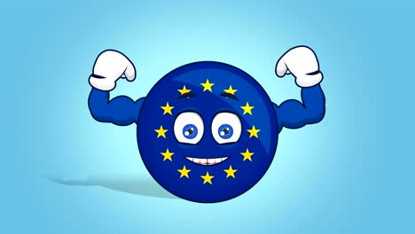 cartoon european union icon flag power with face animation