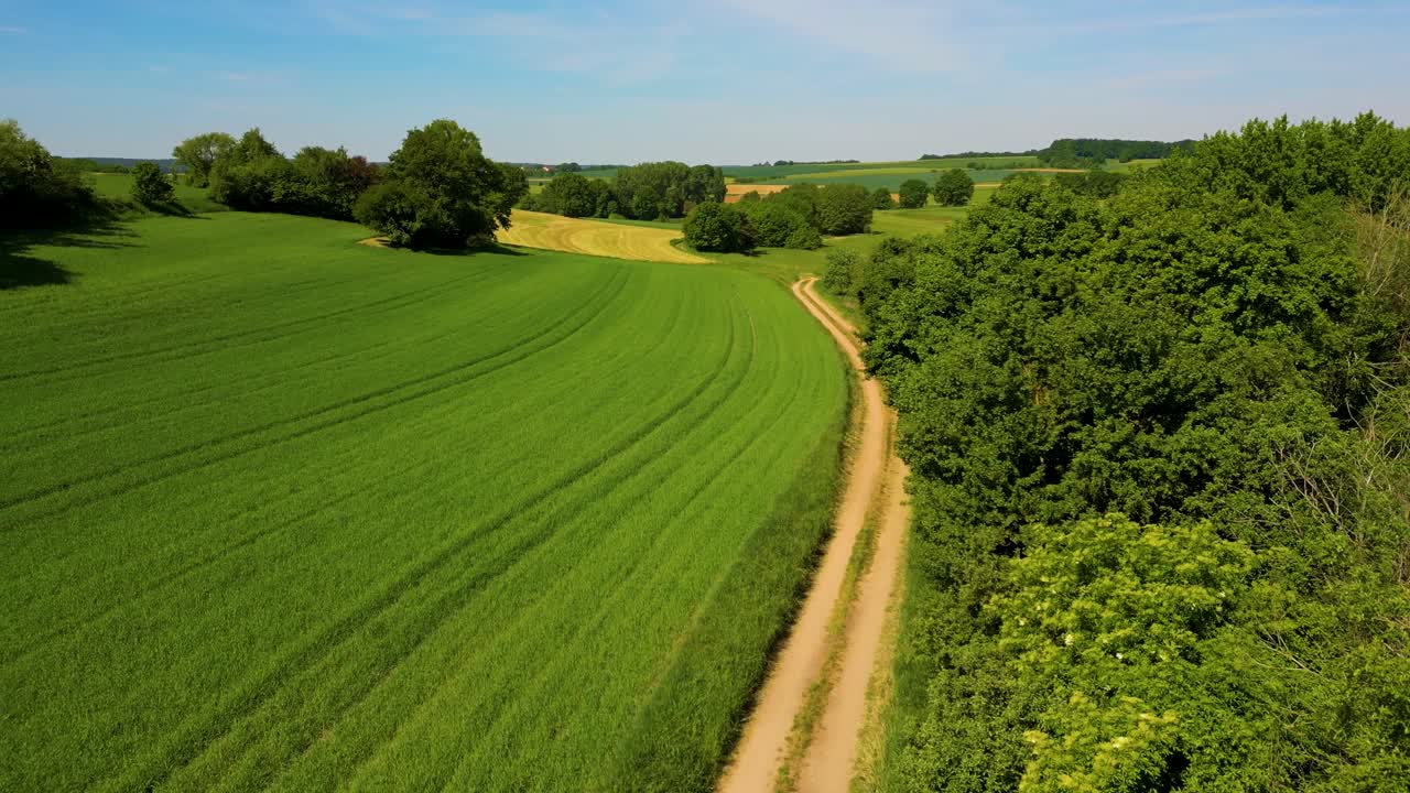 4K Aerial Drone Video of the Farmland Below the Historic Bamberg Castle on the edge of Bamberg, Germany on a Beautiful Spring Day