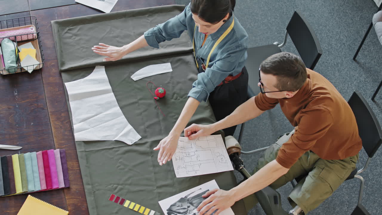 Top View of Fashion Designers Creating Garment