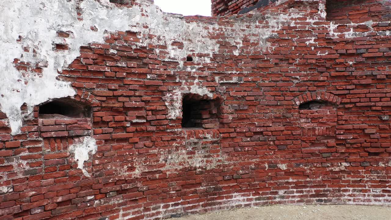 Ruined Brick Walls of an Old Coastal Fort