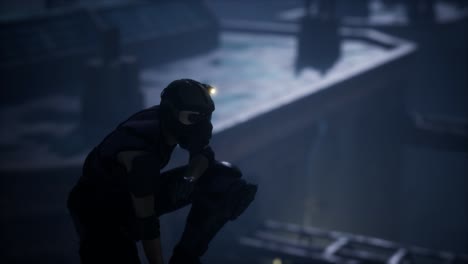 mujer al estilo de cyberpunk en el techo