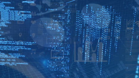 animación del procesamiento de datos financieros sobre un fondo azul