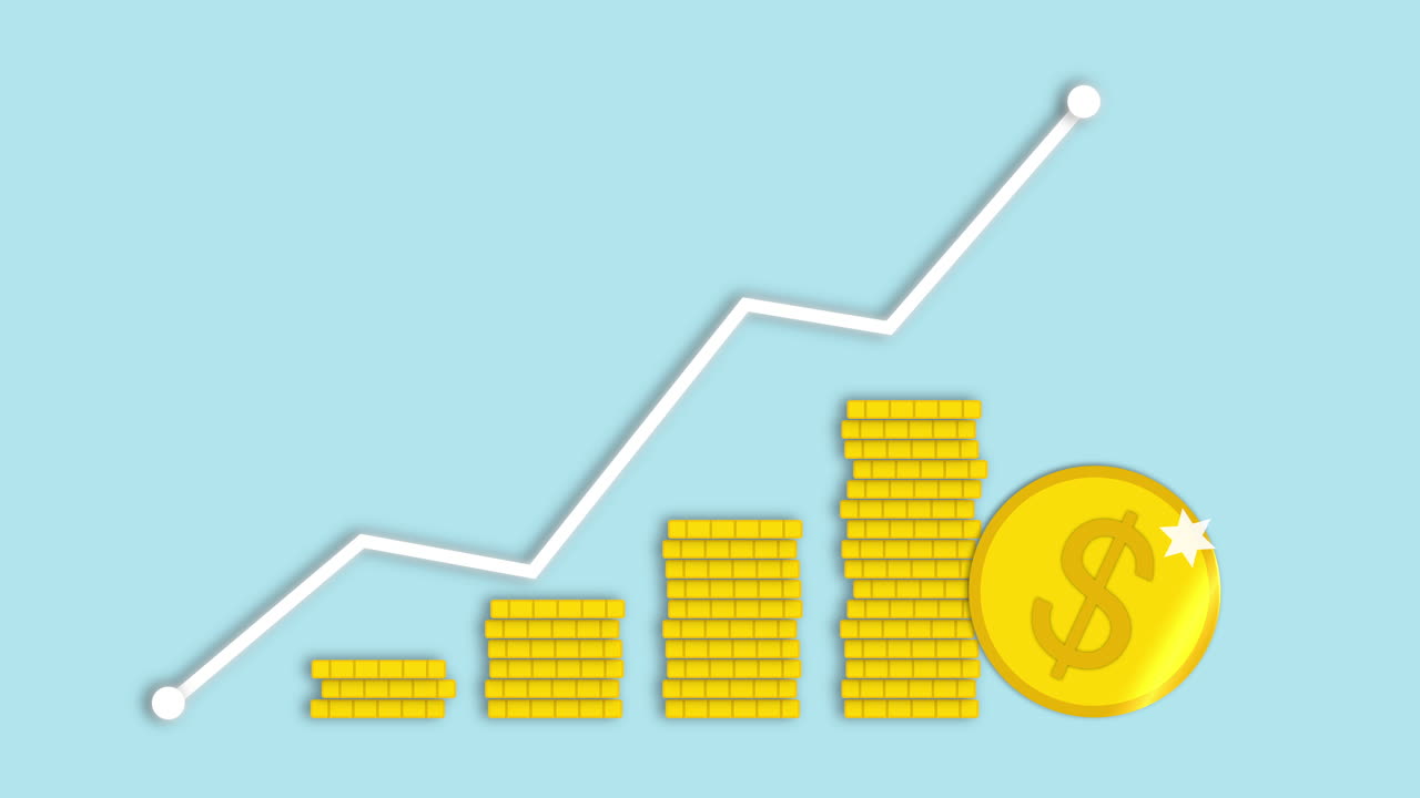 animação representando dinheiro crescimento lucro poupança economia investimento lucros avaliação de negócios fluxo de caixa renda de riqueza