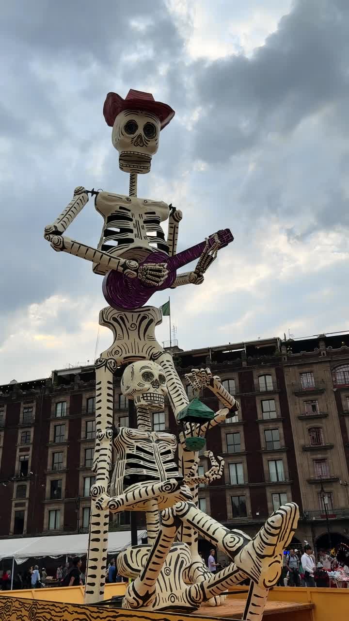 Giant Mexican skeleton sculptures for Day of the Dead