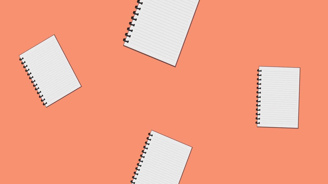 Animation of notebook icons over red background