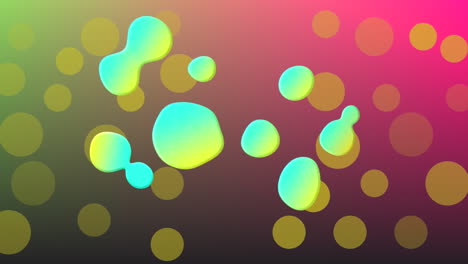 animación de manchas verdes sobre un fondo rosado.