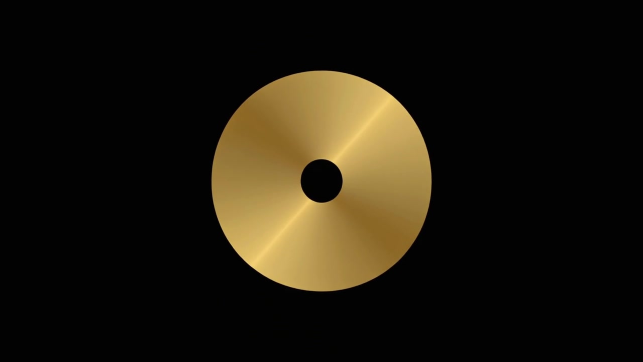 Anello dorato che si espande e si contrae su sfondo nero