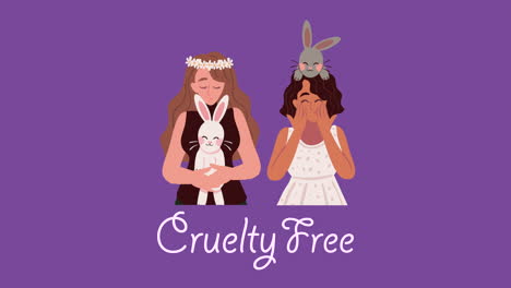 cruelty free lettering with girls and rabbits