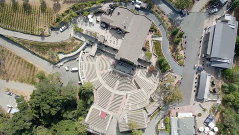 aerial view above a empty concert venue in saratoga - screwdriver, drone shot