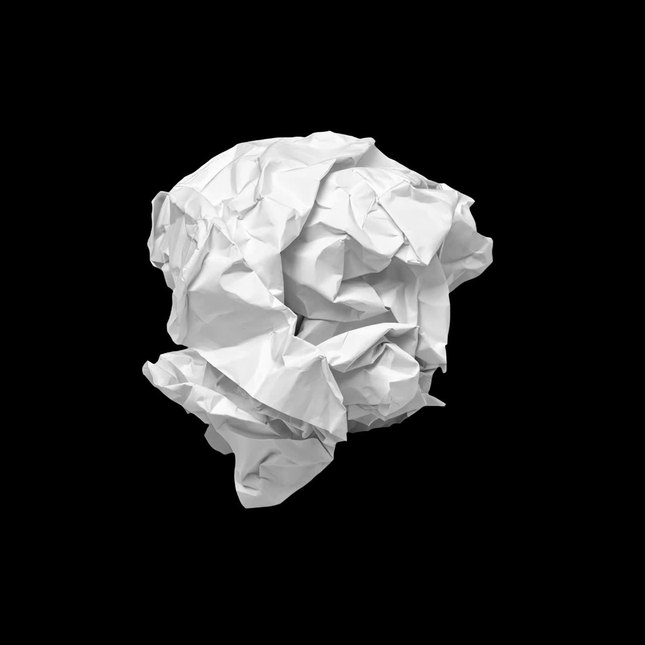 Skrynkligt papper på blå bakgrund, animering, isolerad tillgång, transparent 4K-video, alfakanal