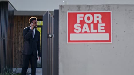 real estate agent showing property for sale