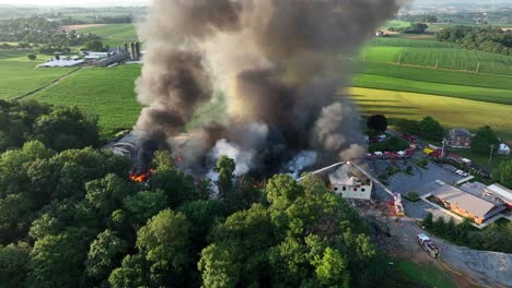 ongoing extinguishing work after building exploded