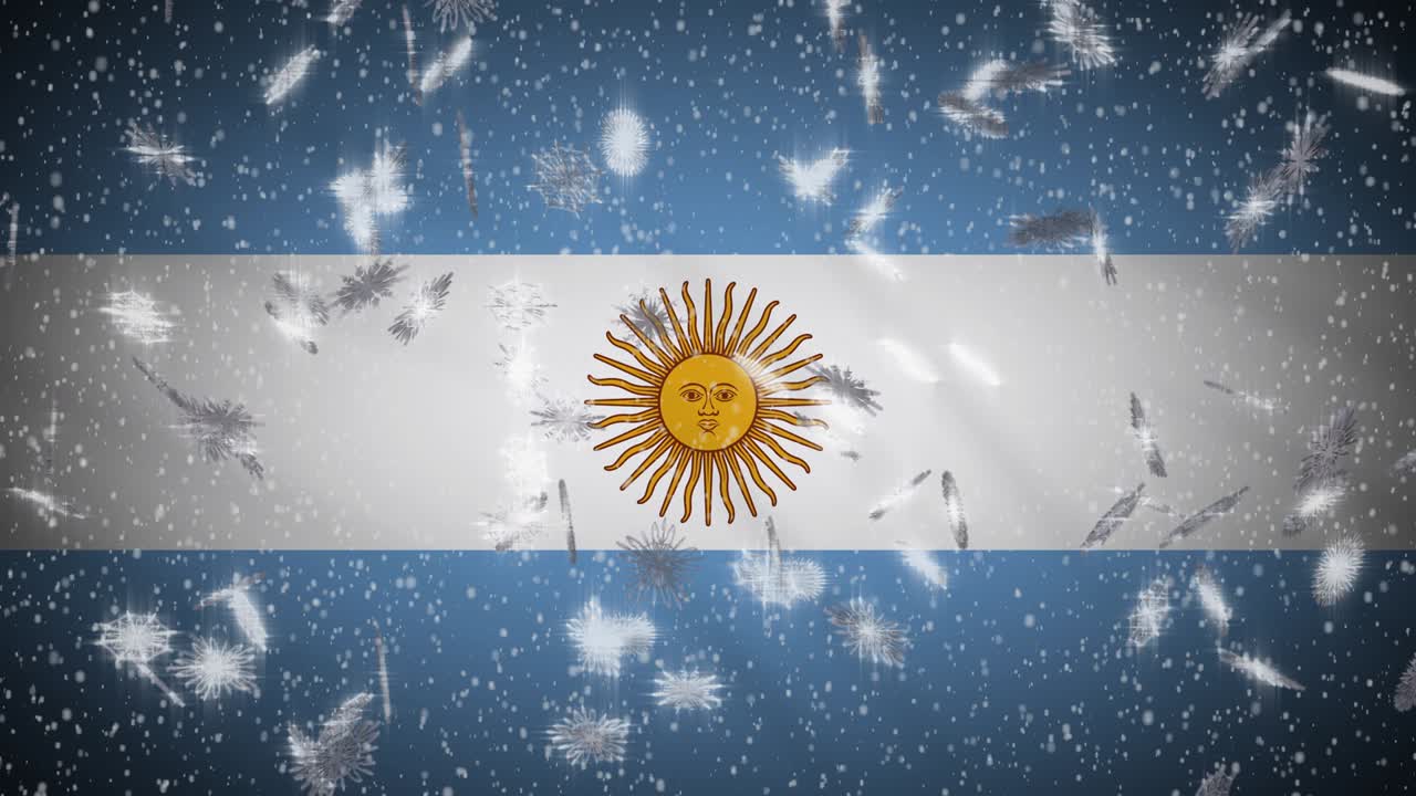 아르헨티나 발이 눈을 내리고, 루프, 새해와 크리스마스 배경, 루프