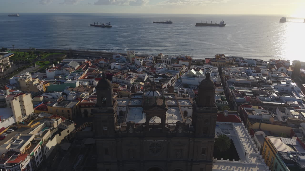 Santa Ana Cathedral at Sunrise: Aerial View of Las Palmas de Gran Canaria, Canary Islands