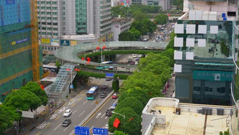 shenzhen cityscape day time traffic street rooftop panorama 4k china