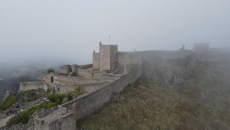 A-drone-rotates-around-an-ancient-medieval-castle-of-Marvão