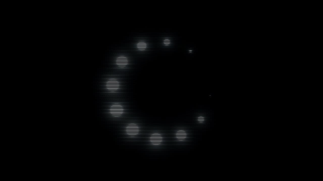 Abstract animation of white spinning bubbles rotating in a loading wheel on black background. Animation. White loading circle icon on black