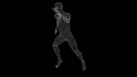 a man runs on a black background