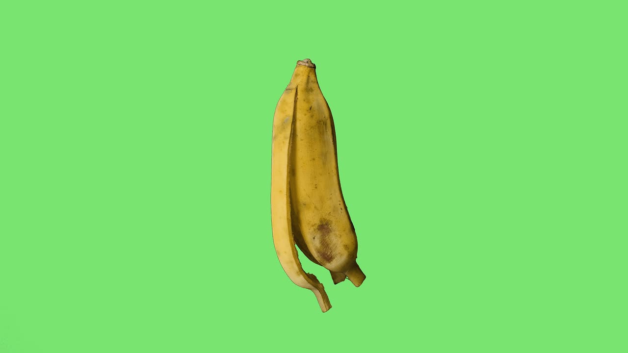 Banana Peel On Green Screen Background