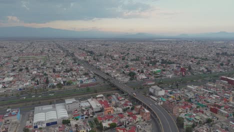 drone shot over ecatepec on a cloudy day