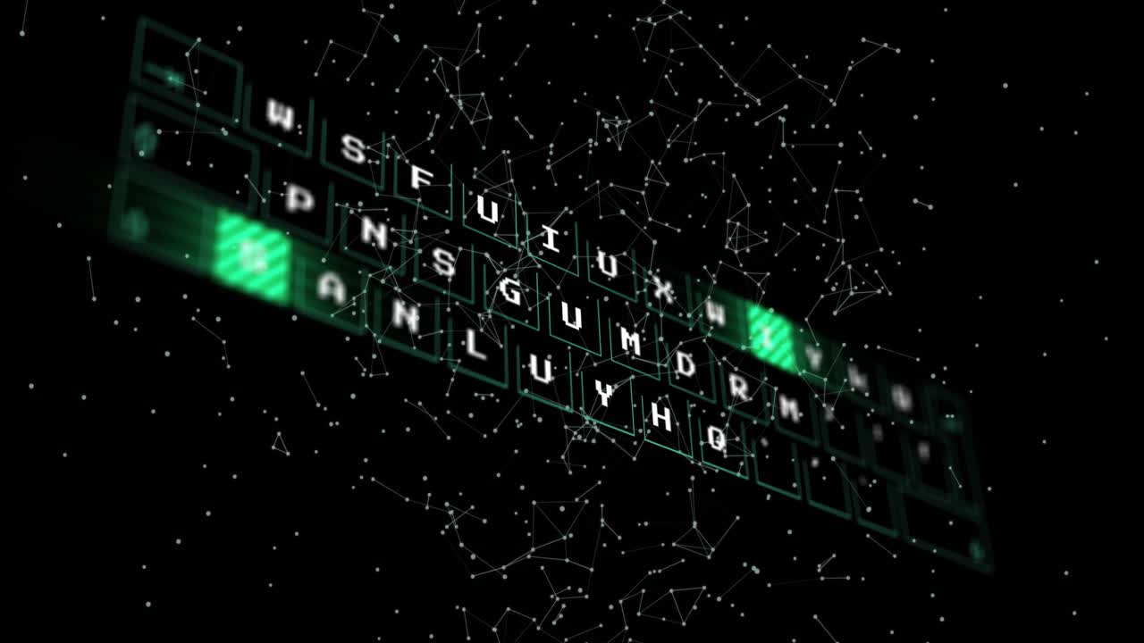 Animation af databehandling og netværk af forbindelser på sort baggrund
