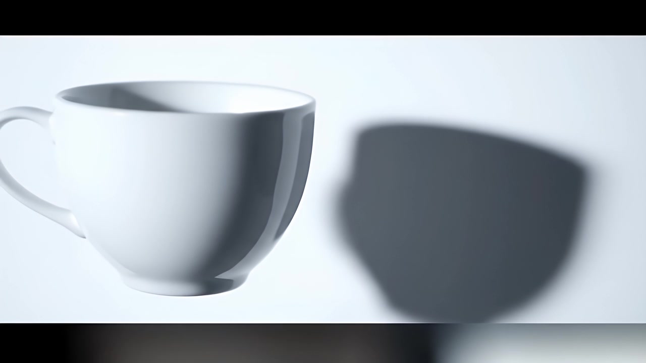 Hvit keramisk kaffekopp på en lys overflate