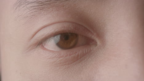 closeup of man's eye moving looking around