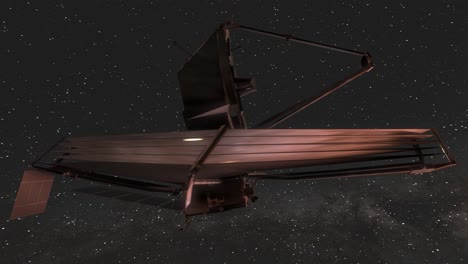 james webb space telescope jwst moving past camera to reveal milky way galaxy - 3d cgi animation 4k