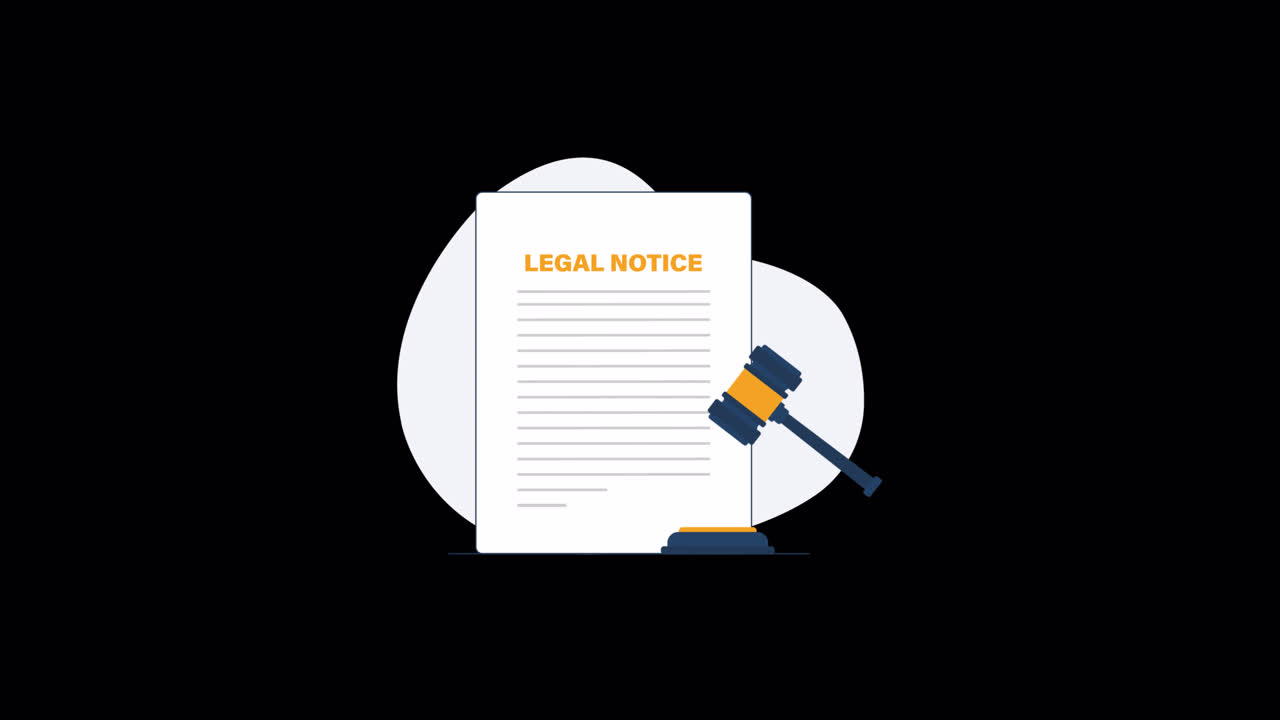 Animated Legal Notice Document with Gavel Striking
