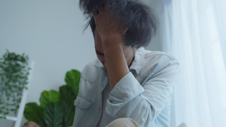 Ein Mann, der Stress oder Angst hat