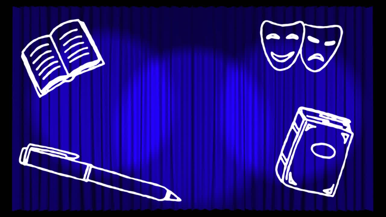 múltiples iconos de concepto escolar contra un fondo azul