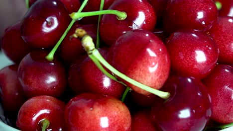 fresh, ripe, juicy cherries rotate clockwise