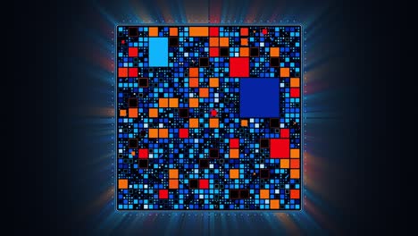 gpu o cpu de un procesador de datos futurista en una placa de circuitos