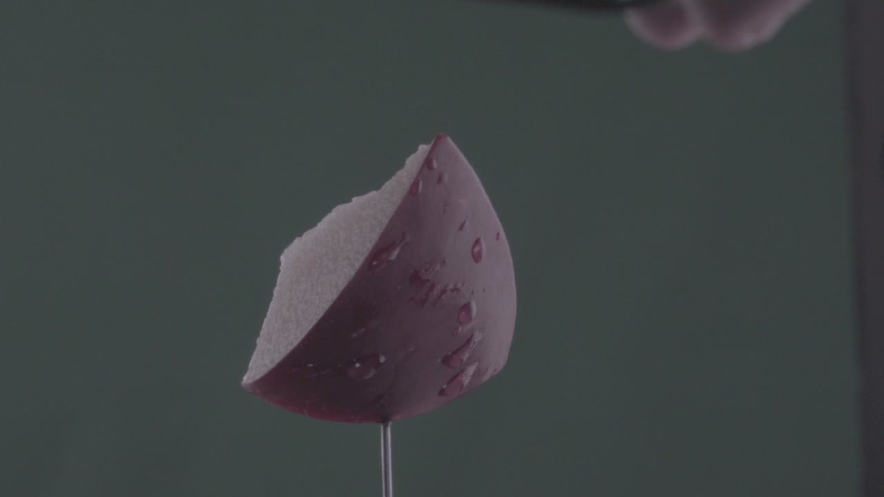 크로마 키를 위해 녹색 화면에 루프와 함께 사과를 회전